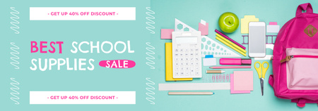 Sale Best School Supplies on Blue Tumblr Modelo de Design