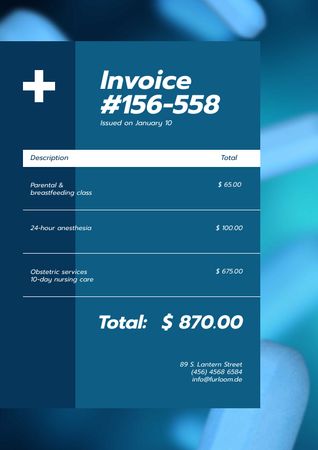 Clinical Services cost bill Invoice tervezősablon