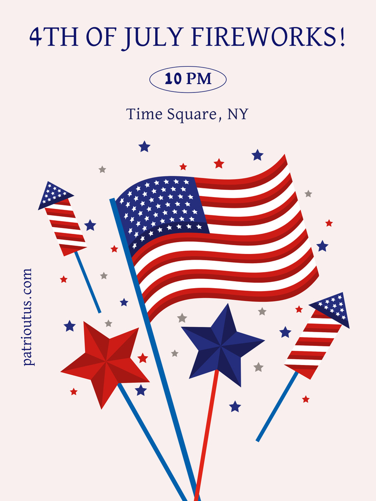 Template di design USA Independence Day Celebration with Flag and Fireworks Poster 36x48in