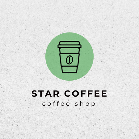 Template di design Annuncio di caffetteria con tazza con chicco di caffè Logo
