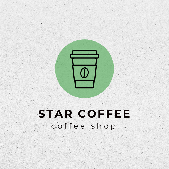 Plantilla de diseño de Coffee Shop Ad with Cup with with Coffee Bean Logo 