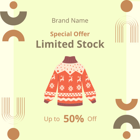 Special Offer Discounts on Sweaters Instagram Design Template