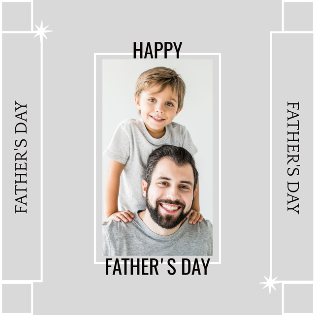 Son and Dad for Father's Day Grey Instagramデザインテンプレート