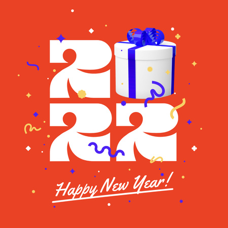 New Year Greeting with Festive Gift Instagram Design Template