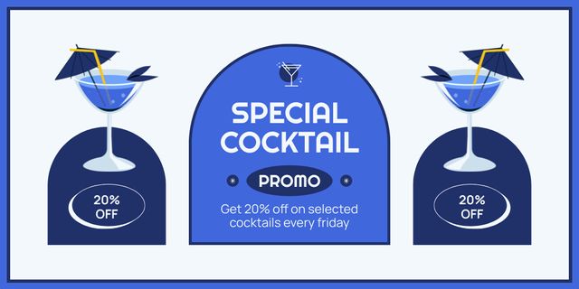 Offer Special Discount on Delicious Cocktails Twitter Design Template