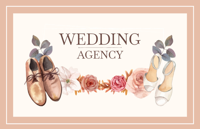Wedding Agency Services Offer with Wedding Accessories Business Card 85x55mm Tasarım Şablonu