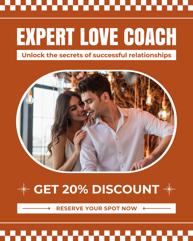 Reserve Spot for  Love Coach Session with Discount Instagram Post Vertical tervezősablon
