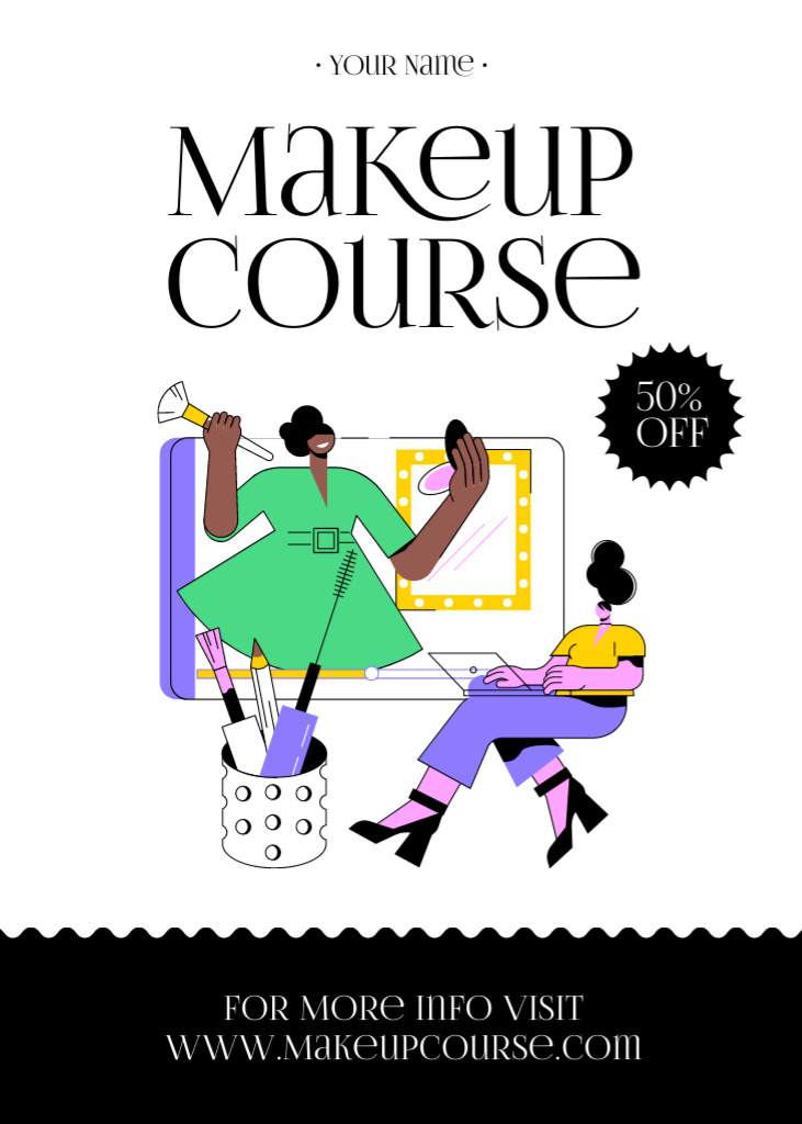 Makeup Course in Beauty Salon Flayer Πρότυπο σχεδίασης