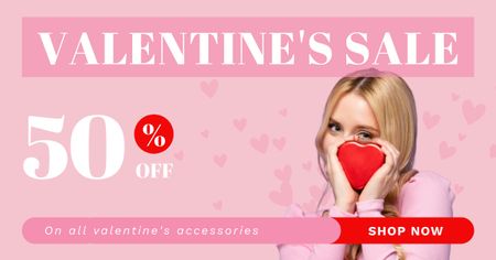 Designvorlage Valentine's Day Sale with Blonde Woman on Pink für Facebook AD