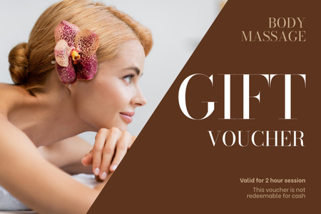 Beautiful Woman for Massage Center Ad Gift Certificate Design Template