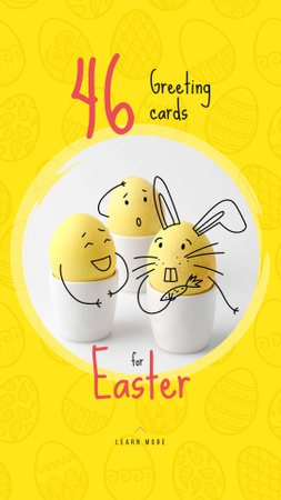 Modèle de visuel Colored Cute Easter eggs on Yellow - Instagram Story