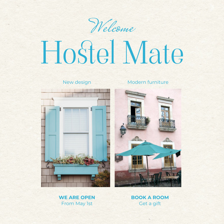 Hostel Opening Announcement Instagram Design Template