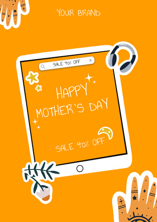 Mother's Day Greeting with Cute Doodles Poster Design Template