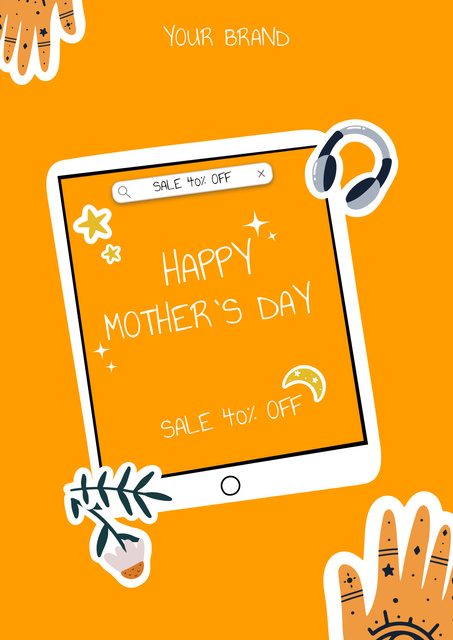 Mother's Day Greeting with Cute Doodles Poster Šablona návrhu