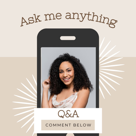 Tab for Asking Questions with Attractive Woman Instagram Design Template
