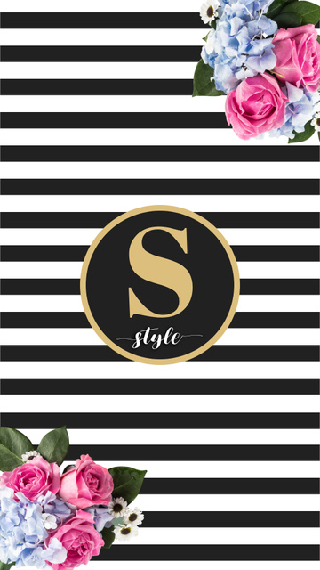 Template di design Emblem with Letter in Circle with Flowers Instagram Highlight Cover