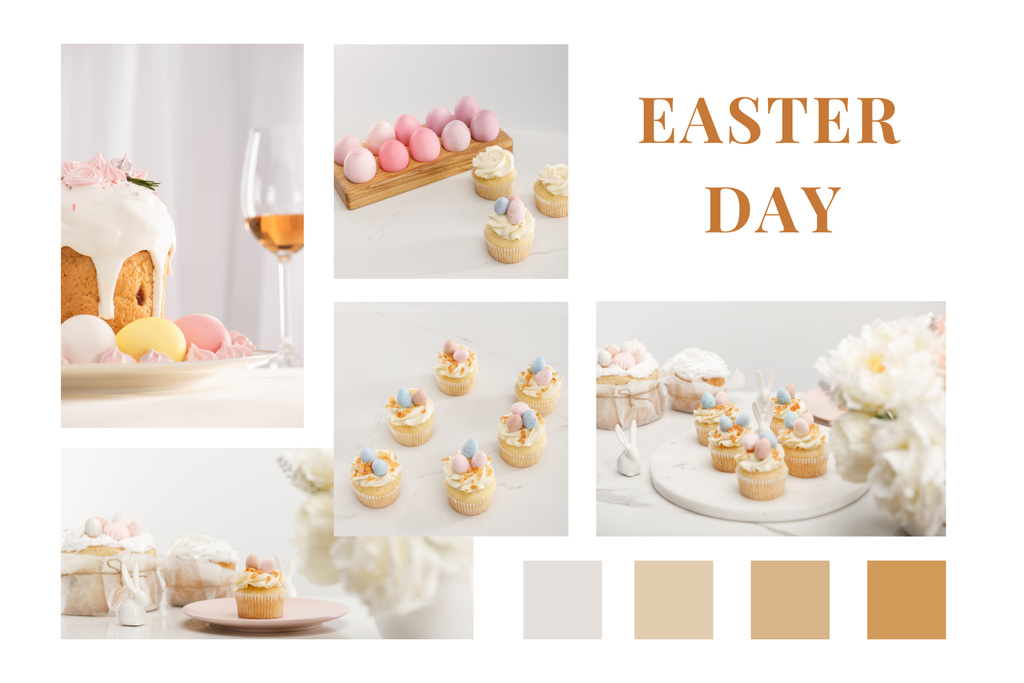 Holiday Collage with Easter Cupcakes Mood Board tervezősablon