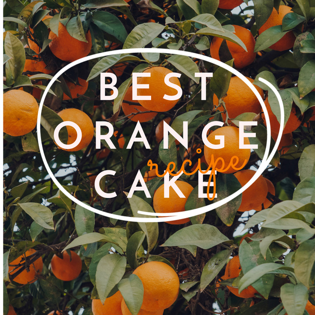 Orange Cake Recipe Ad with Oranges on Tree Instagram Šablona návrhu