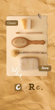Eco Concept with Wooden Brushes in Basket Graphic Design Template
