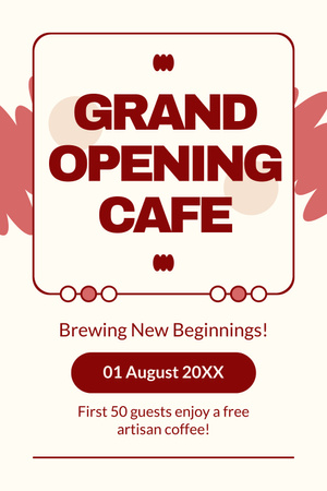 Plantilla de diseño de Café artesanal de gran inauguración en junio Pinterest 