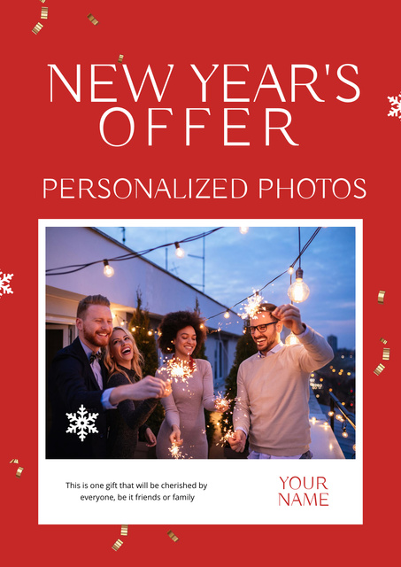 New Year's Offer of Personalized Photos Poster Modelo de Design
