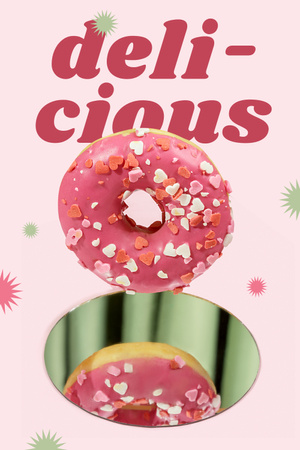 Ontwerpsjabloon van Pinterest van lekker roze donut met sprinkles