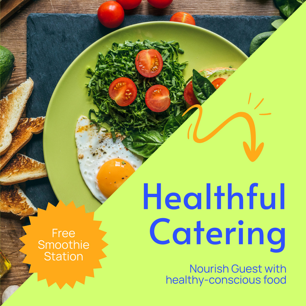 Healthful Catering Services with Tasty Dish on Plate Instagram Tasarım Şablonu