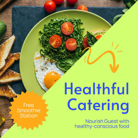Healthful Catering Services with Tasty Dish on Plate Instagram Design Template