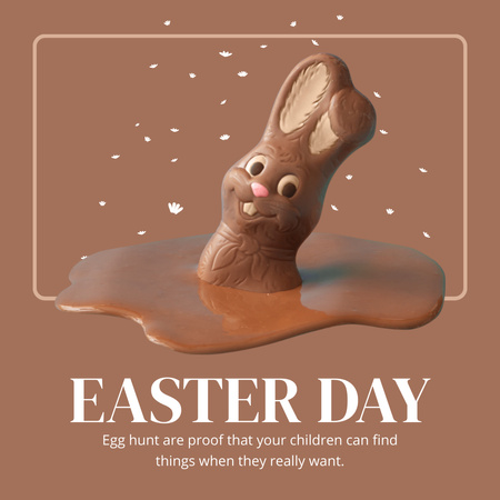 Plantilla de diseño de Conejo de Pascua de chocolate derretido Instagram 