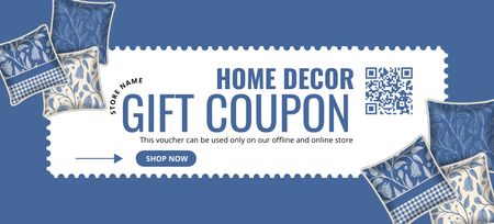 Home Decor Items Blue Coupon 3.75x8.25in Design Template