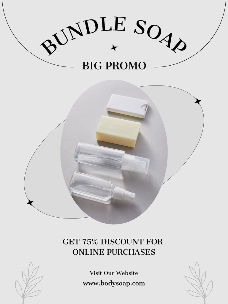Beauty Products Ad with Piece Soap And Discount Poster US Design Template