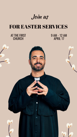 Easter Holiday Celebration Announcement with Priest Instagram Story Design Template