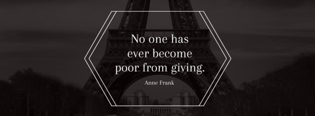 Modèle de visuel Citation about Charity with Eiffel Tower - Facebook cover