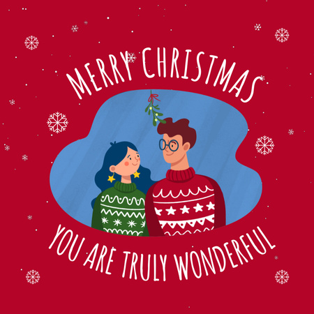Aşık Çift ile Noel Selamları Animated Post Tasarım Şablonu