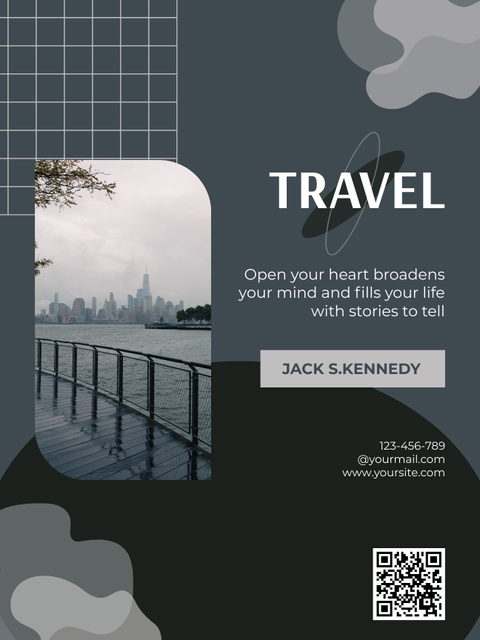 Travel Motivation Text on Grey Poster US Tasarım Şablonu