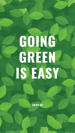 Eco Concept on Green Leaves Pattern Instagram Story Šablona návrhu