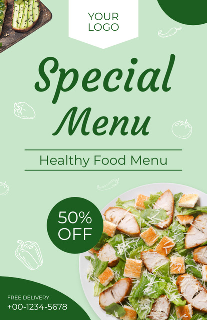 Ad of Special Healthy Food Menu Recipe Card Šablona návrhu