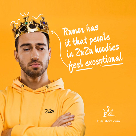 Fashion Ad with Funny Man in Crown Animated Post Design Template
