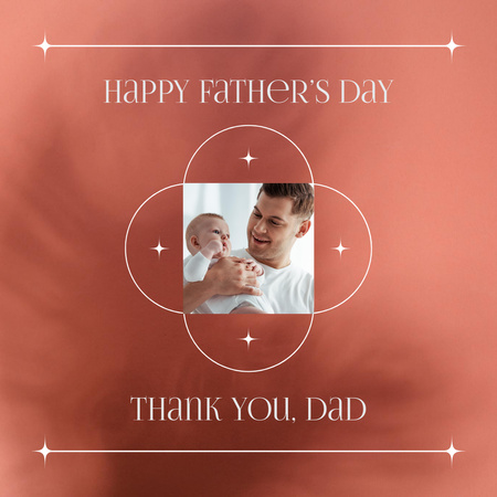 Dad with Baby for Happy Father's Day Red Instagram Design Template