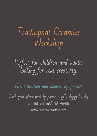 Traditional Ceramics Workshop promotion Flayer Modelo de Design