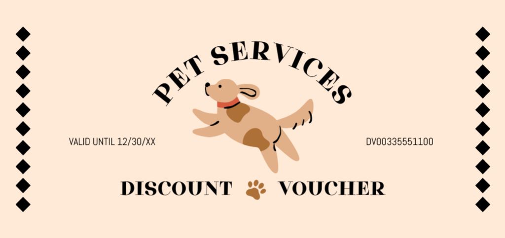 Template di design Pet Services Discounts Voucher And Lovely Dog Jumping Coupon Din Large