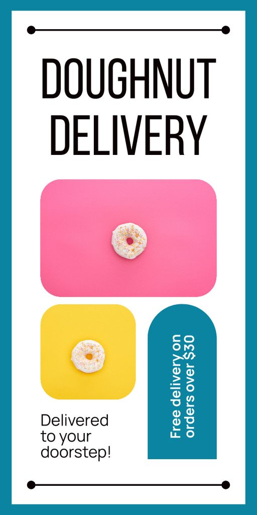 Donut and Confectionery Shop Ad with Delivery Graphic Modelo de Design