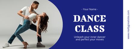Dance Class Promotion with Passionate Dancing Couple Facebook cover Design Template