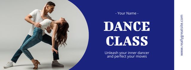 Dance Class Promotion with Passionate Dancing Couple Facebook cover Πρότυπο σχεδίασης