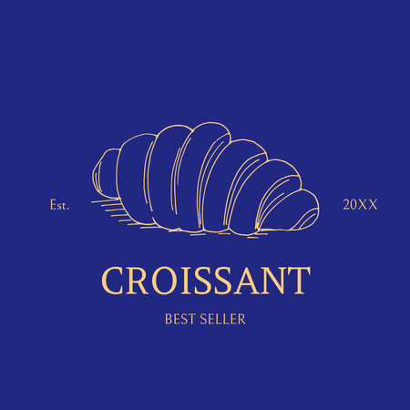 Croissant Seller With Emblem In Blue Logo 1080x1080px Πρότυπο σχεδίασης