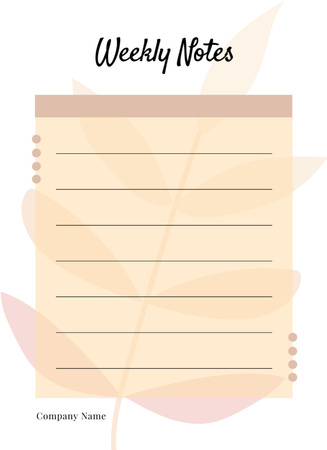 Designvorlage Weekly Checklist in Beige für Notepad 4x5.5in