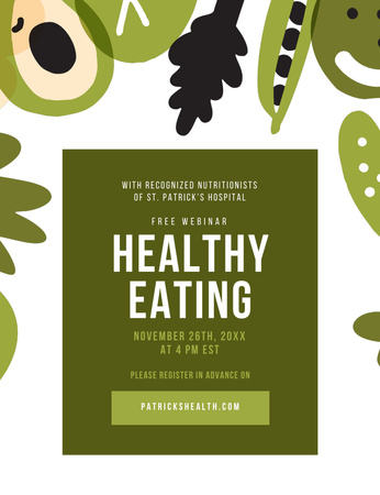 Green Veggies For Healthy Eating Invitation 13.9x10.7cm Design Template