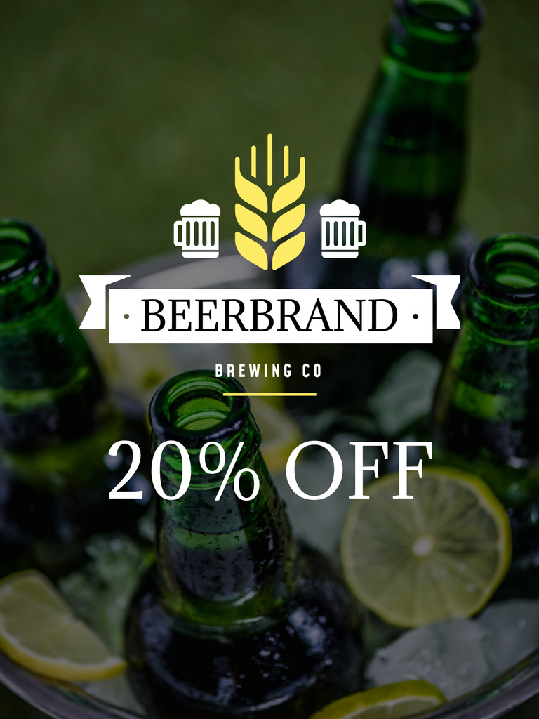 Brewing Company Ad with Glass Bottles of Beer Poster US Design Template