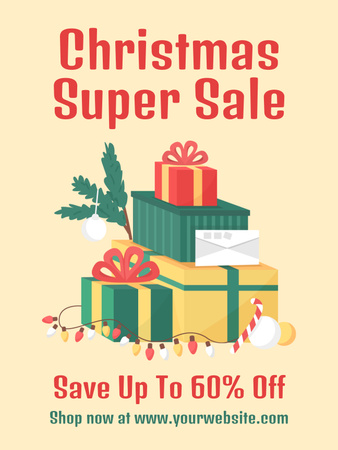 Platilla de diseño Christmas Presents Super Sale Retro Illustrated Poster US