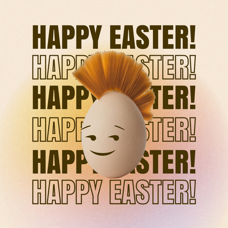 Happy Easter Greetings with Funny Cartoon Egg Instagram Design Template